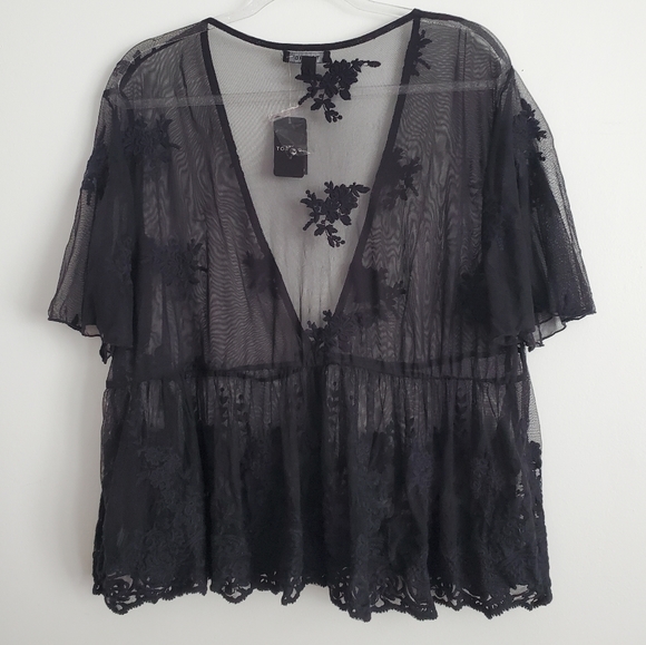 🆕️Torrid Peplum Mesh Top Size 1 - Picture 2 of 7